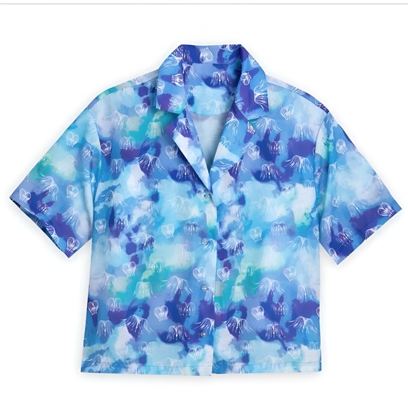 🌊 Disney Avatar Way of Water Cropped Button Down — Blue Jellyfish Print (XS, NW - Picture 4 of 16